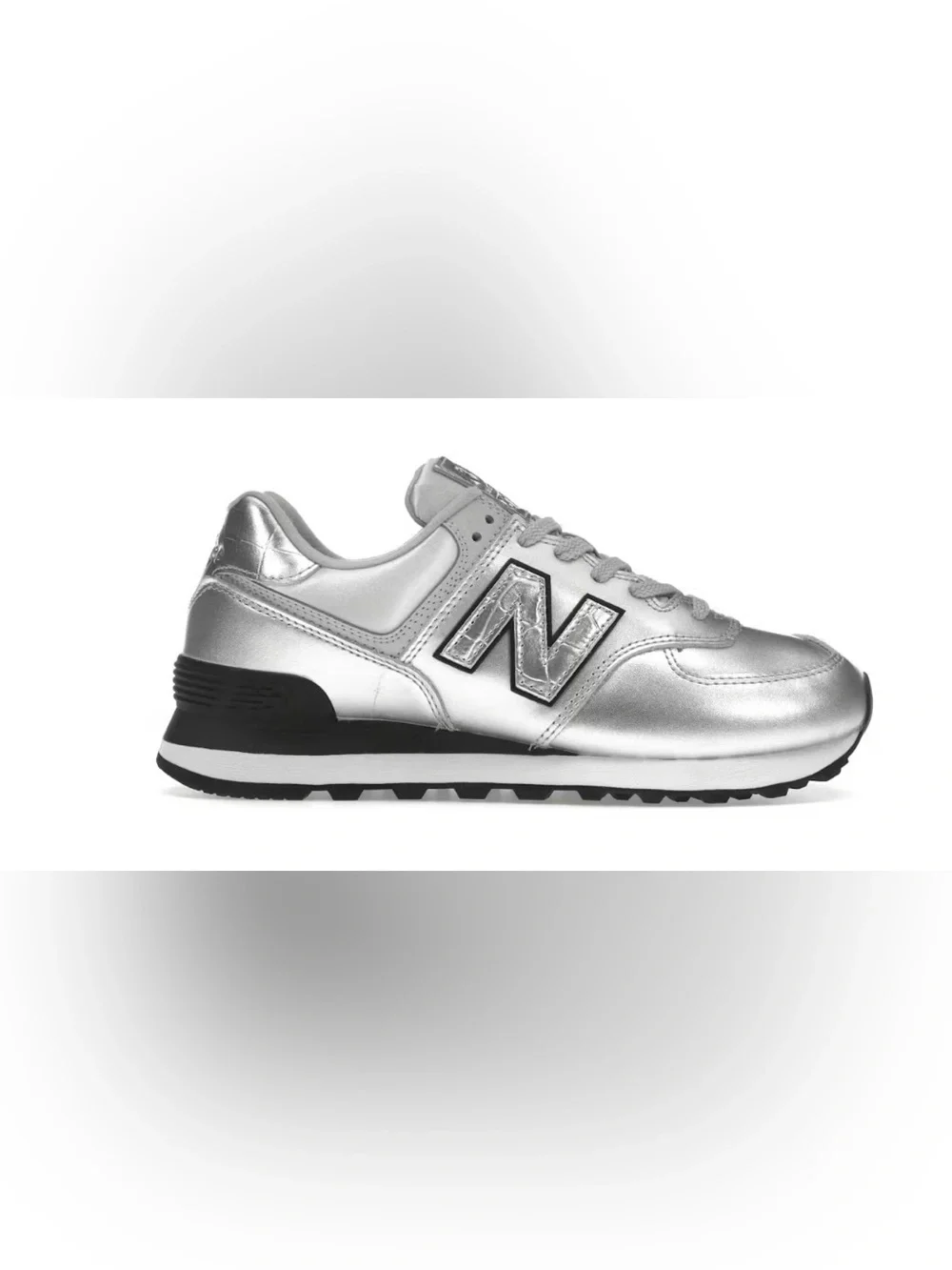 New Balance 574 Women's Silver Metallic Lace-Up Sneakers